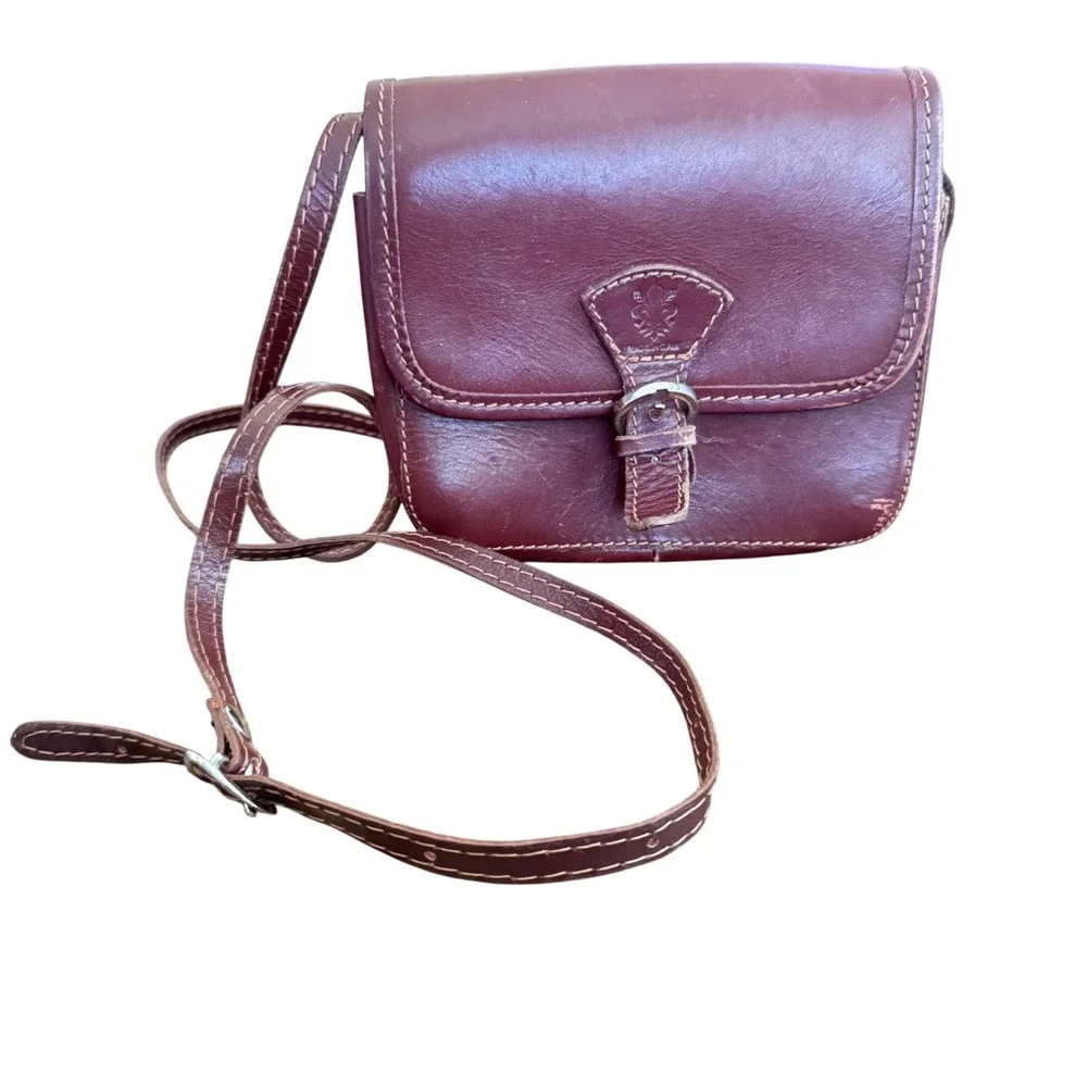 Vera Pelle Italy Raw Leather Sm‎ Crossbody structured 6.5x5.5 x2.5 preloved